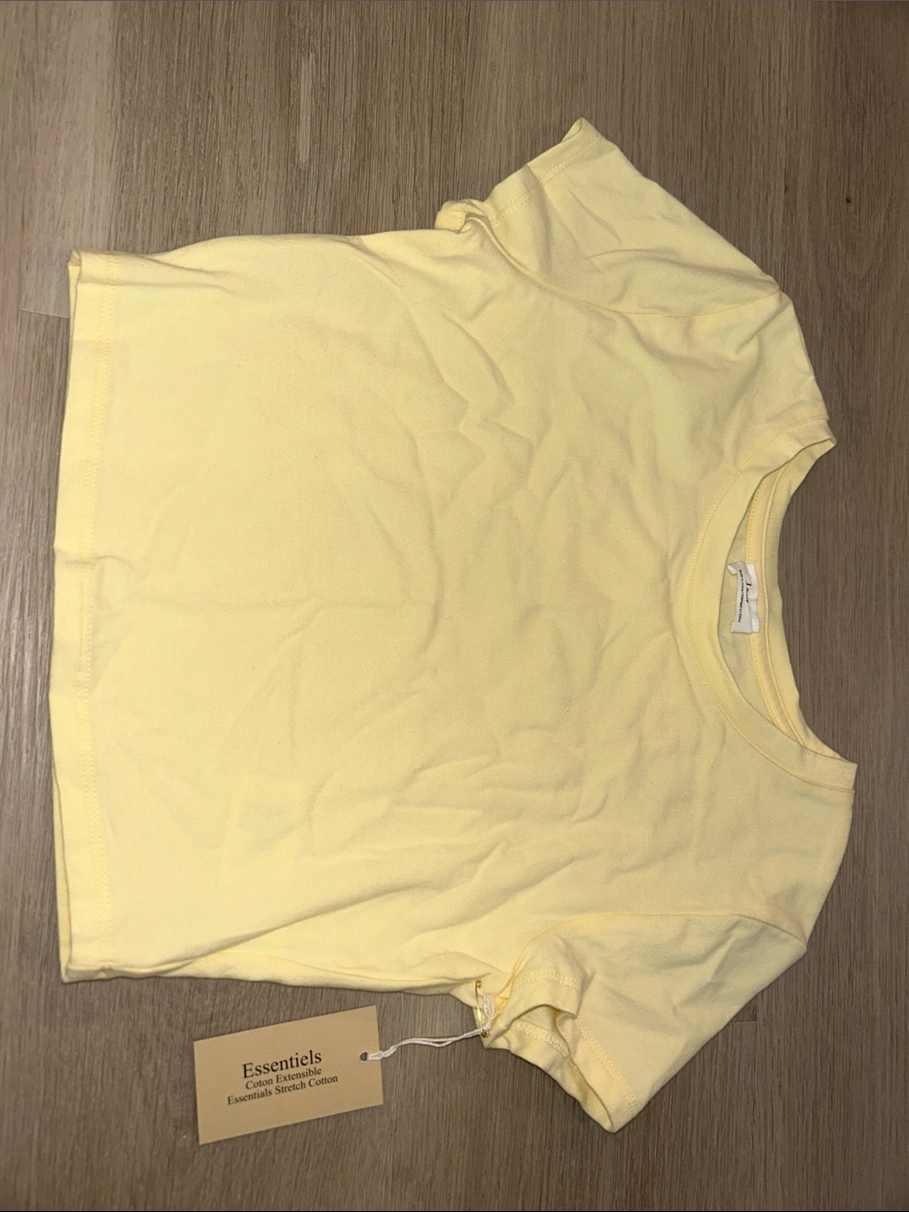 NWT J.O. & Co. Pastel Yellow Essentials Stretch Cotton Crop Top XS